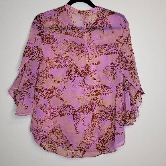 CAbi| Pink Cheetah Print Blouse, Style 5711 - Picture 2 of 11
